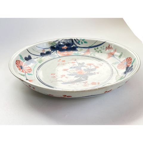 古玩陶瓷青花五彩花卉紋盤真品鑒賞圖