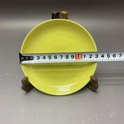古玩陶瓷胡隆昌造款黃釉盤真品鑒賞圖