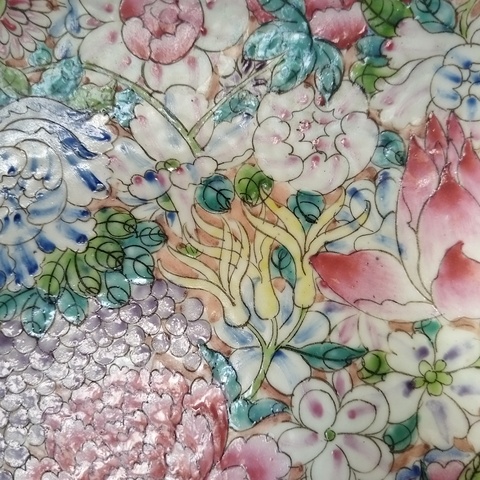 古玩陶瓷粉彩百花不落地大盤拍賣，當(dāng)前價(jià)格8500元