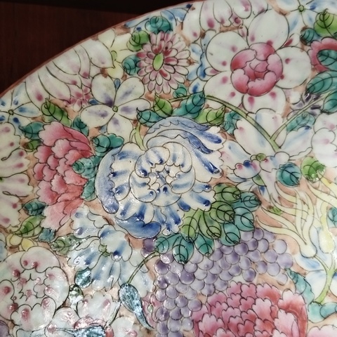 古玩陶瓷粉彩百花不落地大盤拍賣，當(dāng)前價(jià)格8500元