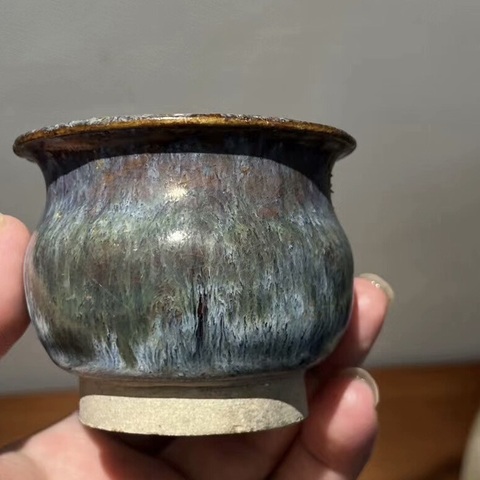 古玩陶瓷兔毫窯變爐真品鑒賞圖