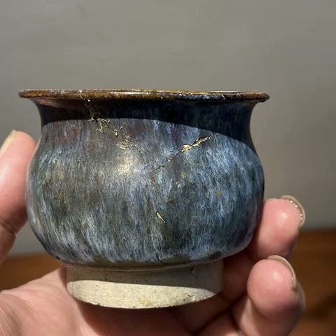 古玩陶瓷兔毫窯變爐真品鑒賞圖