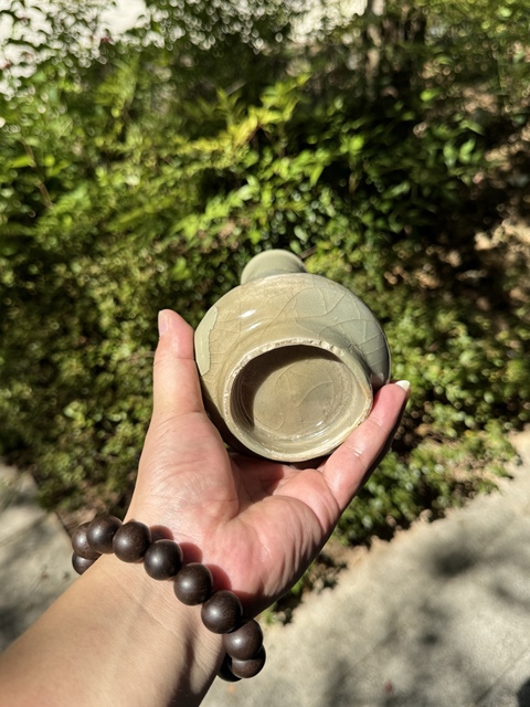 古玩陶瓷龍泉青瓷直頸瓶真品鑒賞圖