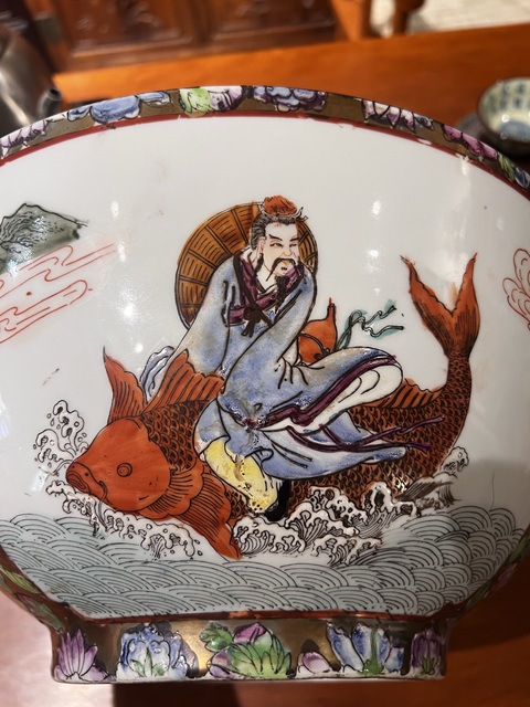 古玩陶瓷廣彩八仙人物故事紋大碗真品鑒賞圖