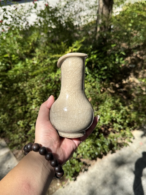 古玩陶瓷龍泉仿官釉箸瓶真品鑒賞圖