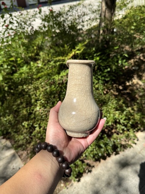 古玩陶瓷龍泉仿官釉箸瓶真品鑒賞圖