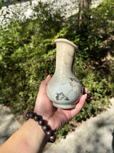 古玩陶瓷龍泉仿官釉箸瓶真品鑒賞圖