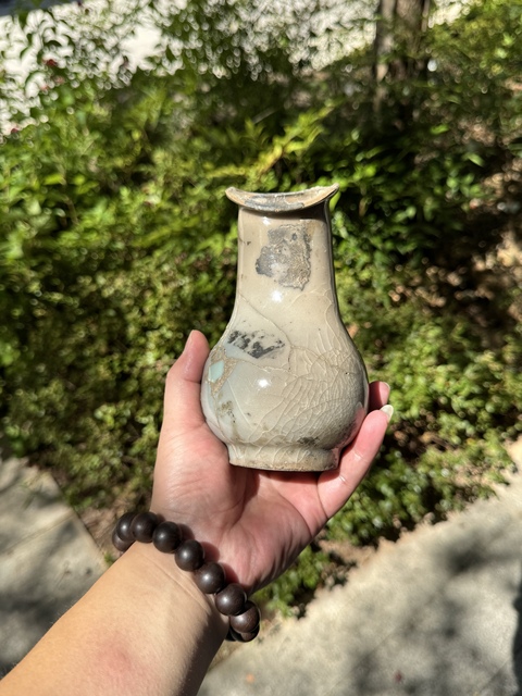 古玩陶瓷龍泉仿官釉箸瓶真品鑒賞圖