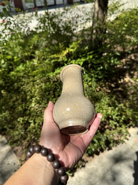 古玩陶瓷龍泉仿官釉箸瓶真品鑒賞圖