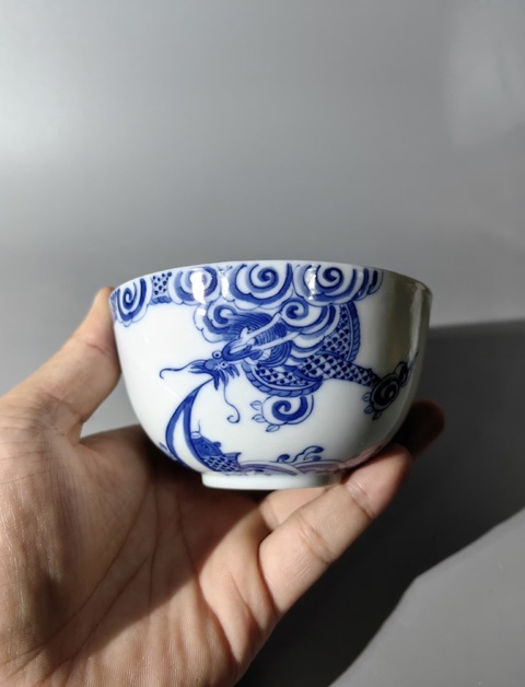 古玩陶瓷青花魚化龍紋碗真品鑒賞圖