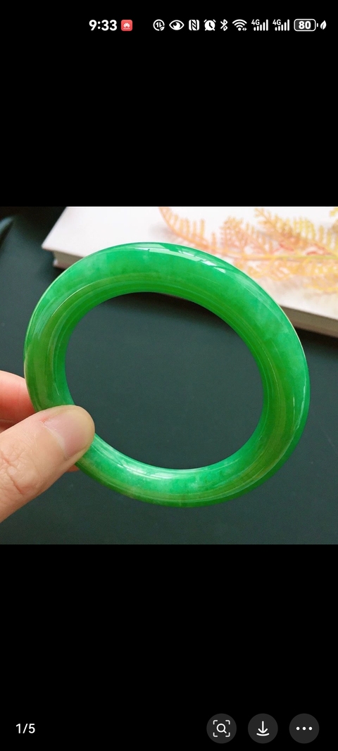古玩玉器天然翡翠手鐲真品鑒賞圖
