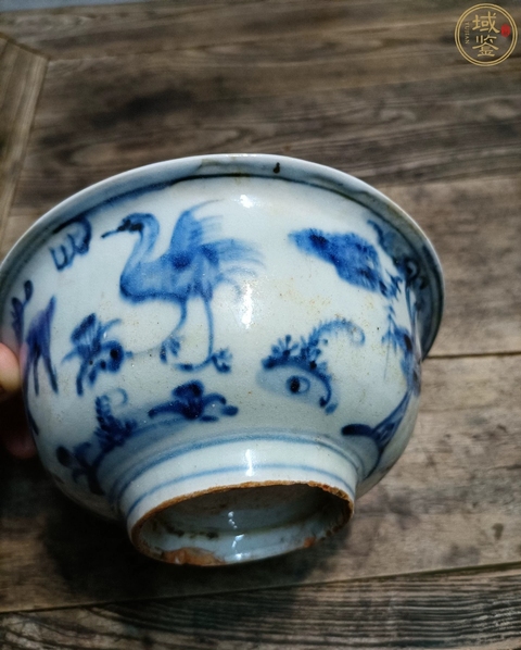 古玩陶瓷青花鶴鹿同春碗真品鑒賞圖