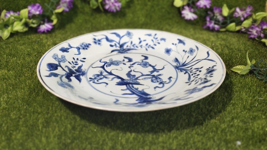 古玩陶瓷清康熙·青花花卉大盤真品鑒賞圖