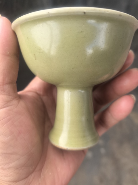 古玩陶瓷龍泉釉高足杯真品鑒賞圖