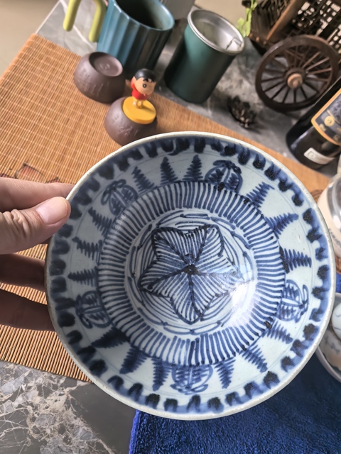 古玩陶瓷青花花卉紋雞心碗真品鑒賞圖