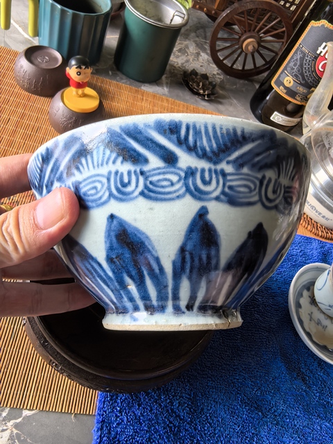 古玩陶瓷青花花卉紋雞心碗真品鑒賞圖