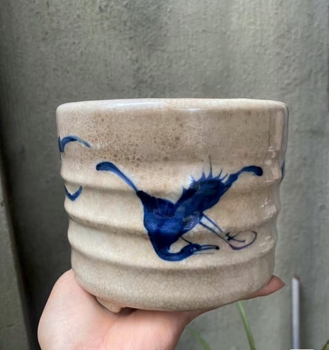 古玩陶瓷哥釉青花云鶴紋弦紋爐真品鑒賞圖