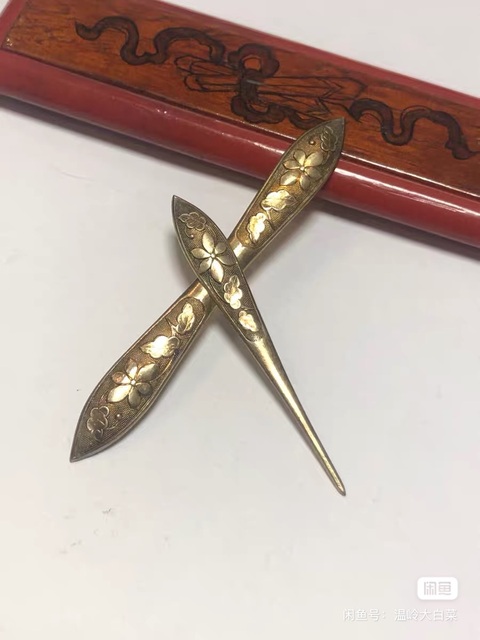 古玩雜項鎏金發簪真品鑒賞圖
