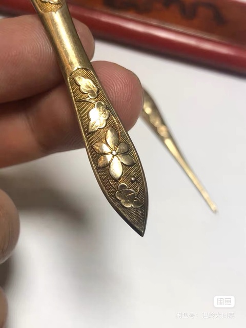古玩雜項鎏金發簪真品鑒賞圖