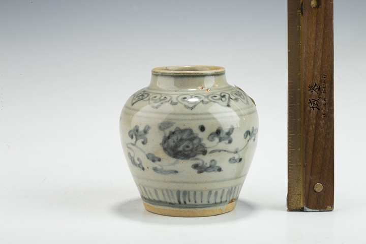 古玩陶瓷明中·青花花卉紋小罐拍賣，當前價格488元