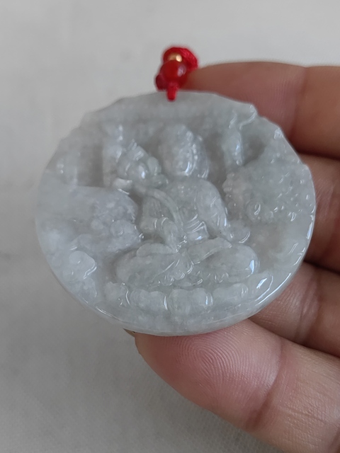 古玩玉器翡翠雕“文殊菩薩牌”拍賣，當前價格260元