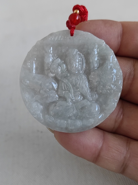 古玩玉器翡翠雕“文殊菩薩牌”拍賣，當前價格260元