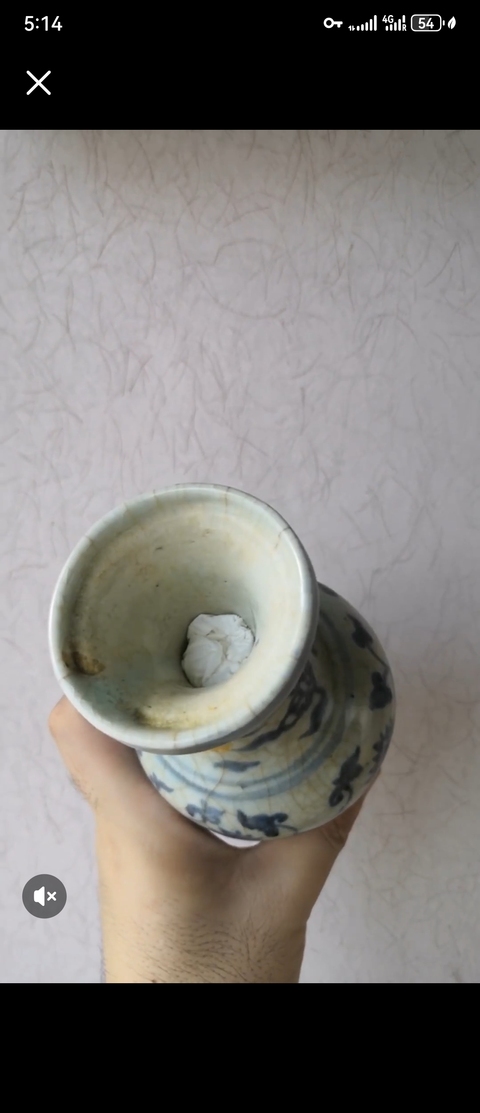 古玩陶瓷景德鎮(zhèn)青花纏枝花卉紋盤口瓶真品鑒賞圖