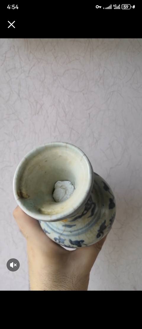 古玩陶瓷景德鎮(zhèn)青花纏枝花卉紋盤口瓶真品鑒賞圖