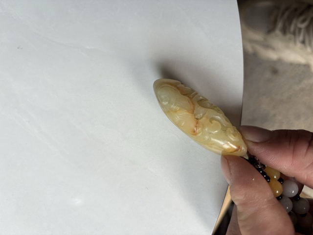 古玩玉器和田玉雕“福如意”掛墜真品鑒賞圖