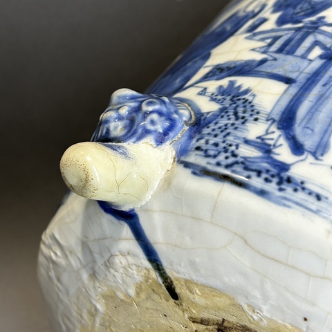 古玩陶瓷青花人物故事紋香爐真品鑒賞圖