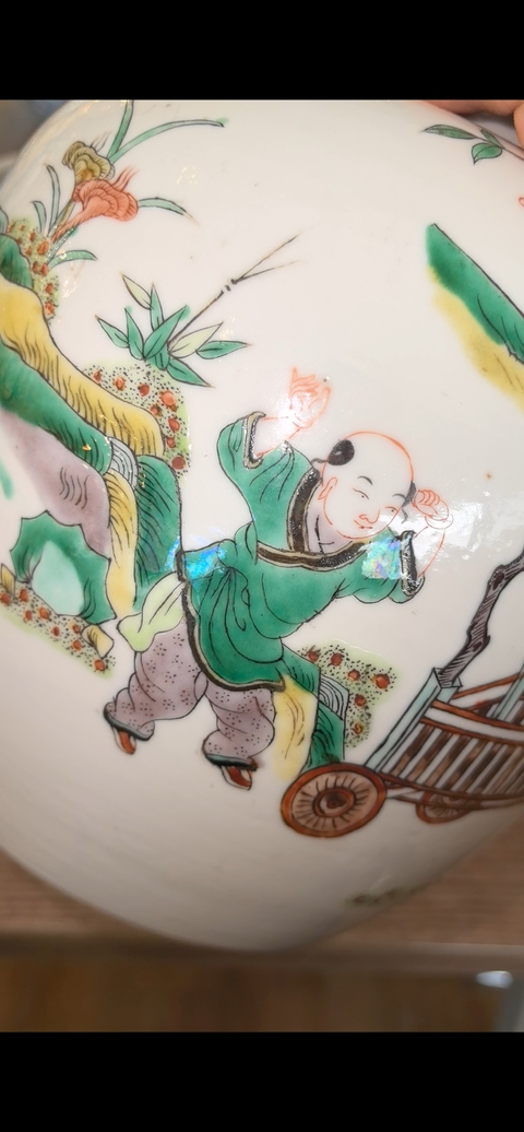 古玩陶瓷清晚期 五彩人物紋罐真品鑒賞圖