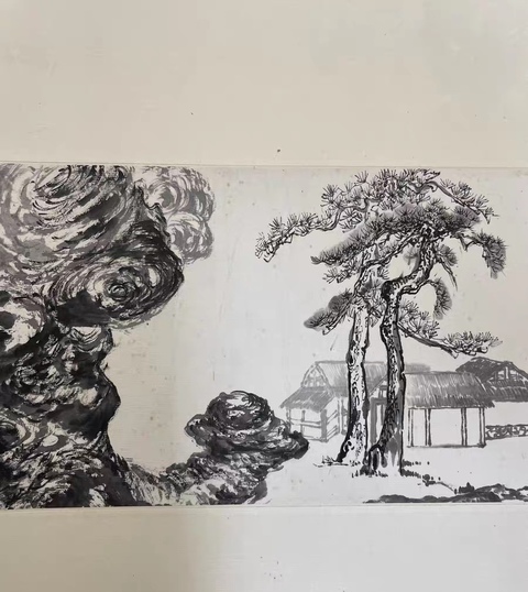古玩字畫癡和尚本空山水卷真品鑒賞圖