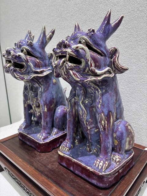 古玩陶瓷窯變釉瑞獸塑像真品鑒賞圖