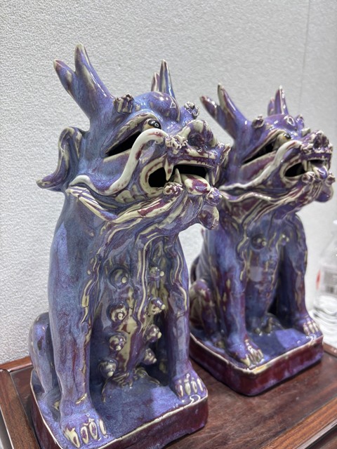 古玩陶瓷窯變釉瑞獸塑像真品鑒賞圖