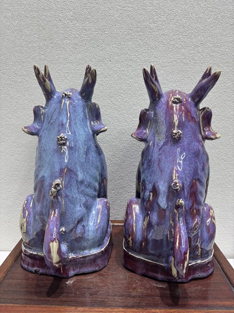 古玩陶瓷窯變釉瑞獸塑像真品鑒賞圖