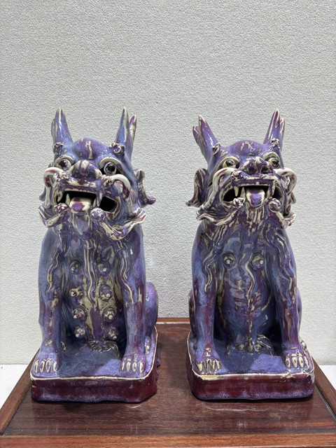 古玩陶瓷窯變釉瑞獸塑像真品鑒賞圖