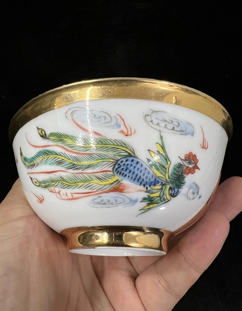 古玩陶瓷民國龍鳳紋粉彩描金茶圓拍賣，當(dāng)前價格258元