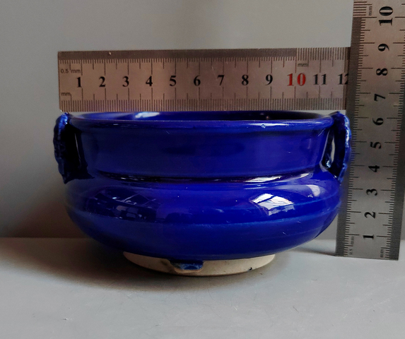 古玩陶瓷晚清霽藍釉繩紋耳三足爐拍賣，當前價格76元