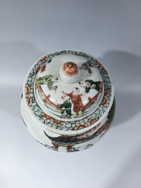 古玩陶瓷清晚五彩人物將軍罐真品鑒賞圖