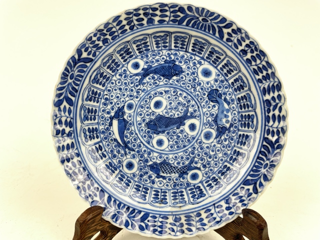古玩陶瓷清光緒.鯉鱖鰱鳙魚紋盤拍賣,當前價格399元