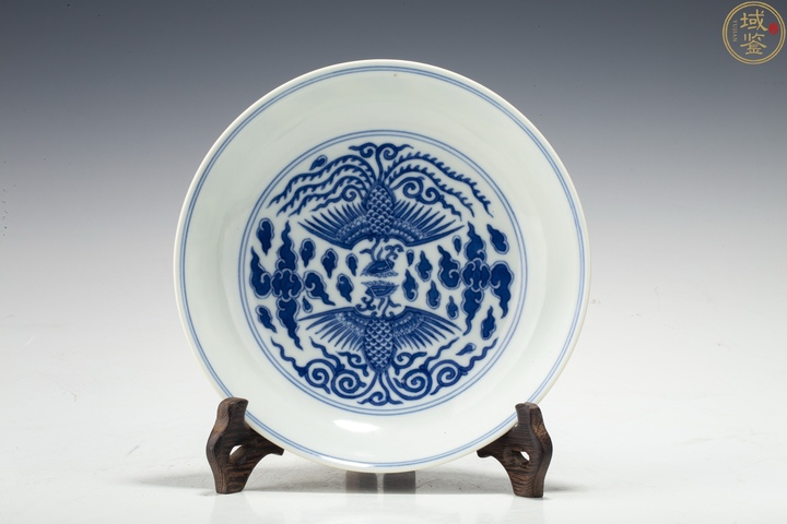 古玩陶瓷清·道光 青花對頭鳳紋盤(官)全品拍賣,當前價格128000元