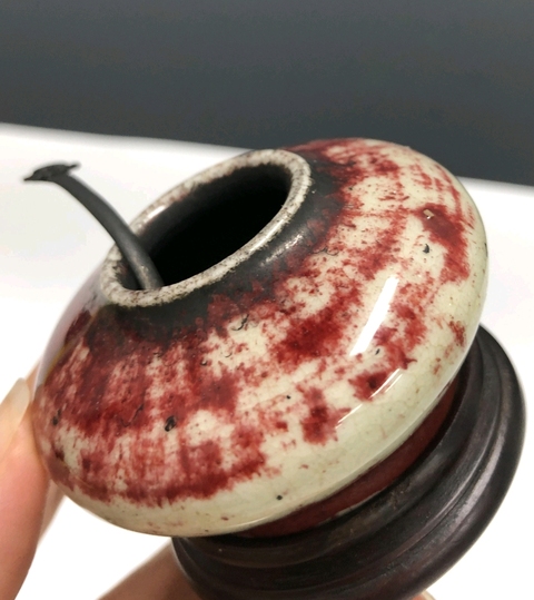 古玩陶瓷清中晚·郎紅窯變水盂拍賣,當前價格12000元