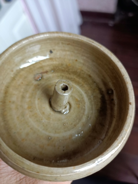 古玩陶瓷【周末放漏拍】龍泉黃釉油燈拍賣,當前價格388元