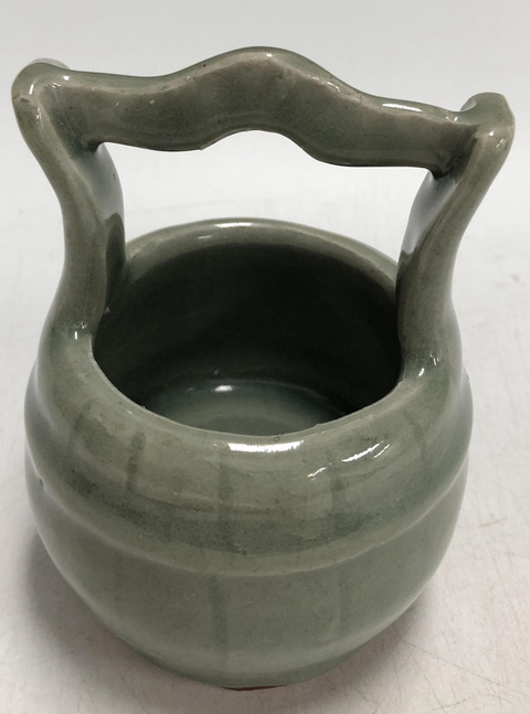 古玩陶瓷（帶實物保真卡）明代龍泉窯青釉桶式洗拍賣，當前價格25000元