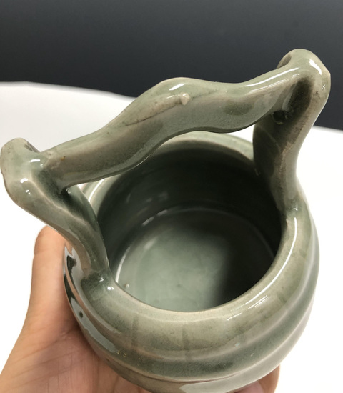 古玩陶瓷（帶實物保真卡）明代龍泉窯青釉桶式洗拍賣，當前價格25000元
