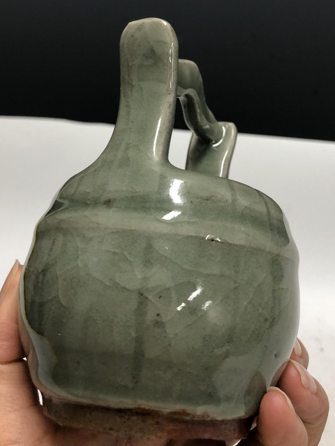古玩陶瓷（帶實物保真卡）明代龍泉窯青釉桶式洗拍賣，當前價格25000元