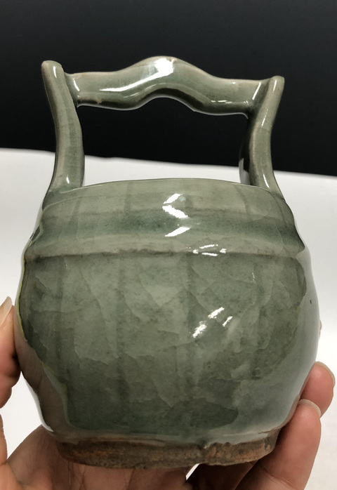 古玩陶瓷（帶實物保真卡）明代龍泉窯青釉桶式洗拍賣，當前價格25000元