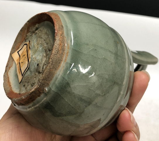 古玩陶瓷（帶實物保真卡）明代龍泉窯青釉桶式洗拍賣，當前價格25000元