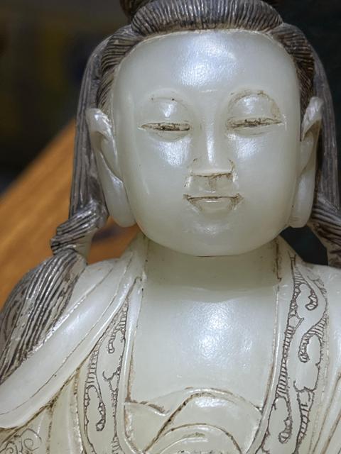 古玩玉器壽山石雕“觀音”擺件真品鑒賞圖