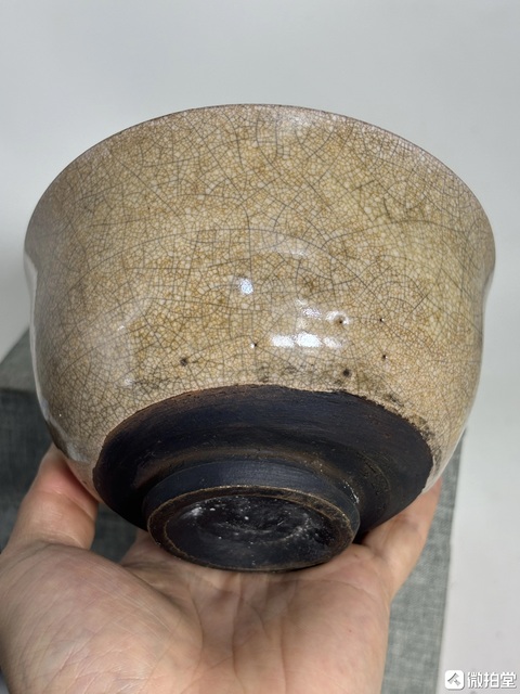 古玩陶瓷漳州窯仿哥釉碗真品鑒賞圖